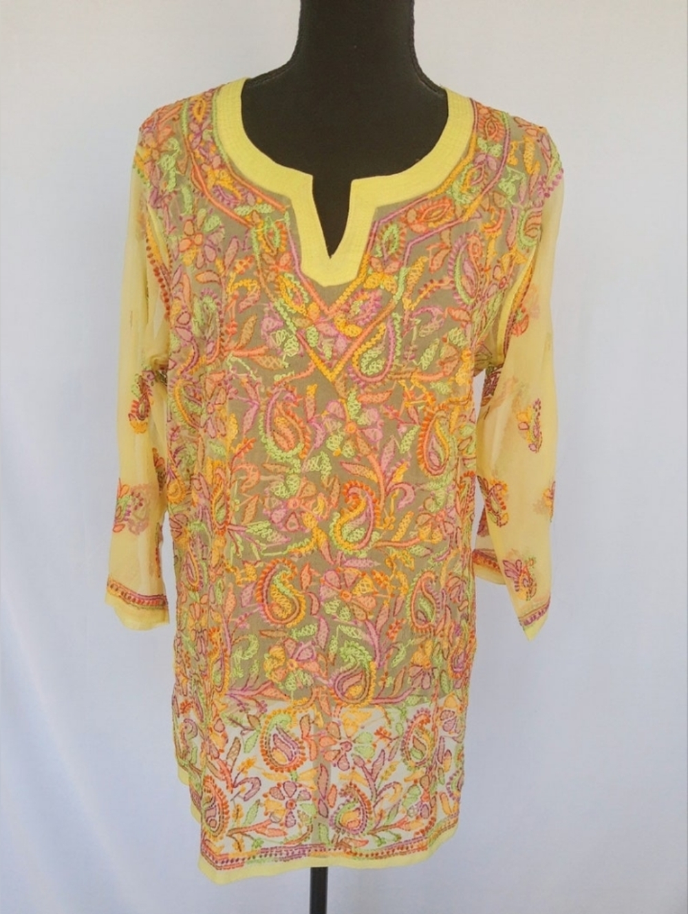 Chikankari Multicolor Georgette Tunic Top With Inner